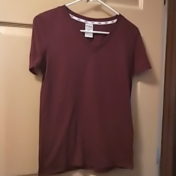 Pink Victoria Secret v neck dark red t shirt XS - Picture 2 of 7